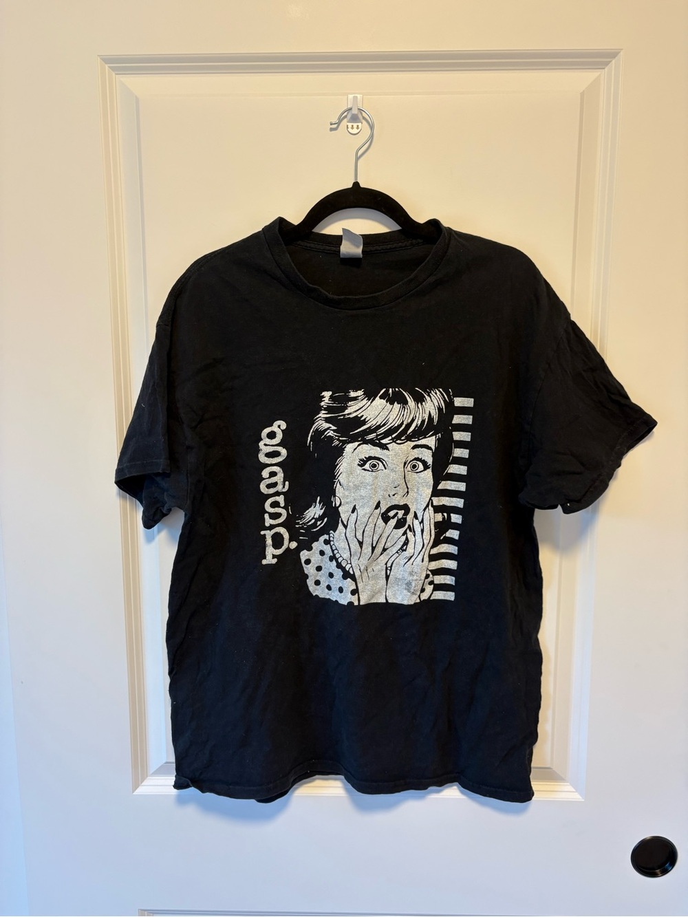Gildan Black Short-Sleeve Tee with White Pop Art 'gasp!' Graphic